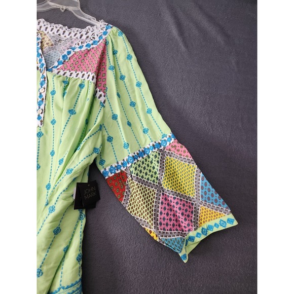 John Mark Women 2X Embroidered Tunic Top Boho Art To Wear Patchwork Festival NWT - Picture 6 of 11